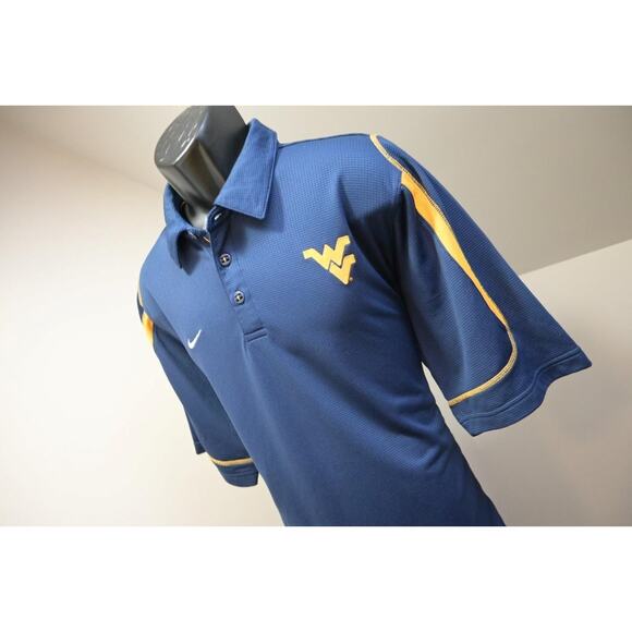 Nike Golf Polo Dri Fit West Virginia Dark Blue Athletic Shirt Mens Sz Large - Picture 1 of 8